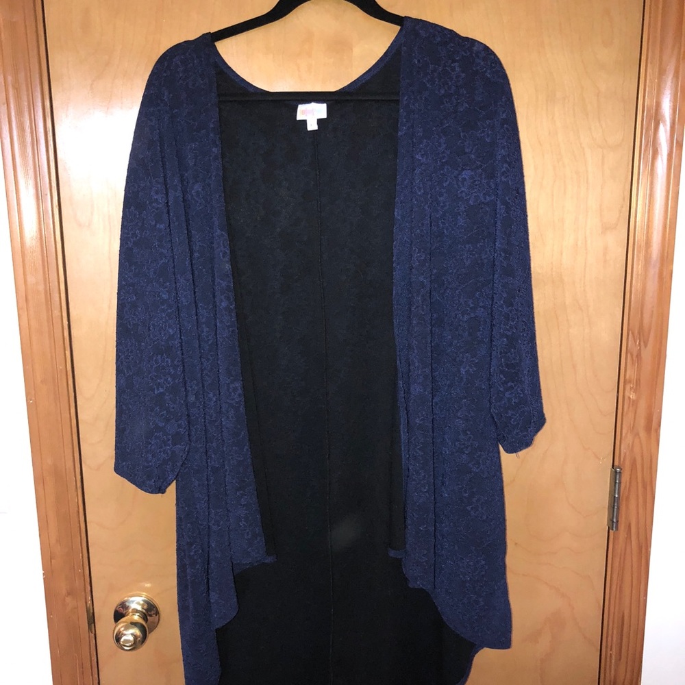 LuLaRoe Lace Patterned Deep Blue Lindsay Kimono